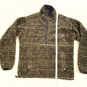Vintage Patagonia mens M reversible pile fleece half zip Aztec olive navy